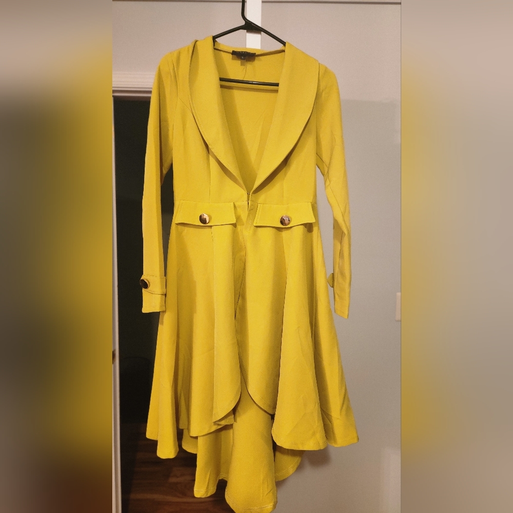 High low chartreuse jacket/coat/blazer